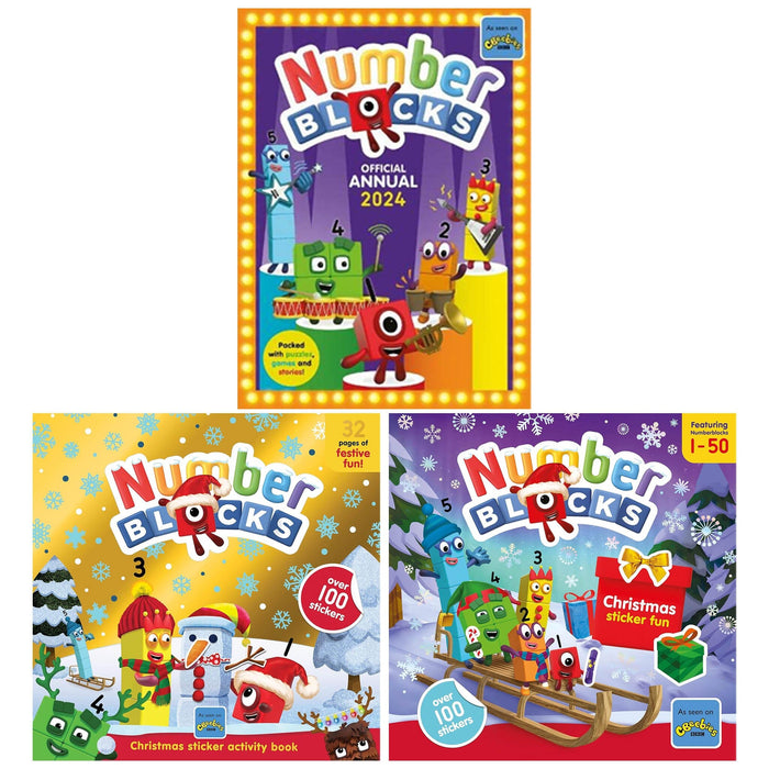 Numberblocks Annual 2024, Christmas Sticker Activity/Fun 3 Books Collection Set - Ages 3+ - Paperback/Hardback