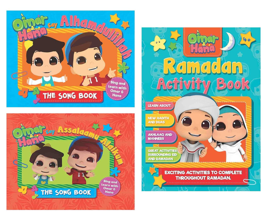Omar & Hana: The Song and Ramadan Activities 3 books Collection Set - Ages 2-7 - Board Book/Paperback