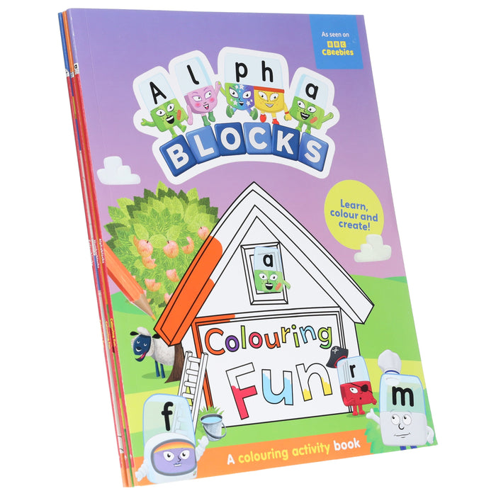 Numberblocks, Colourblocks & Alphablocks Colouring Fun 3 Books Collection Set - Ages 3-6 - Paperback