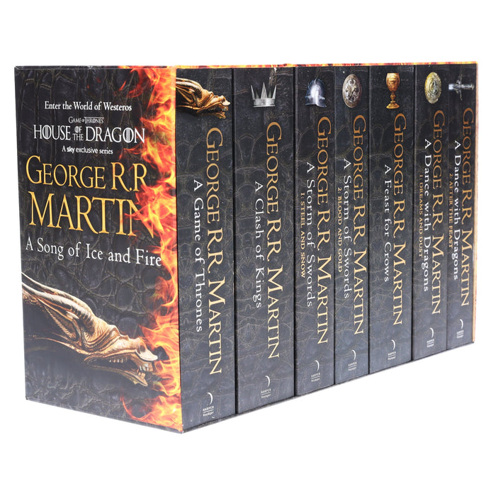 Game of Thrones by George RR Martin - A Song of Ice and Fire 7 Books Box Set (Poster Map Included) - Fiction - Paperback