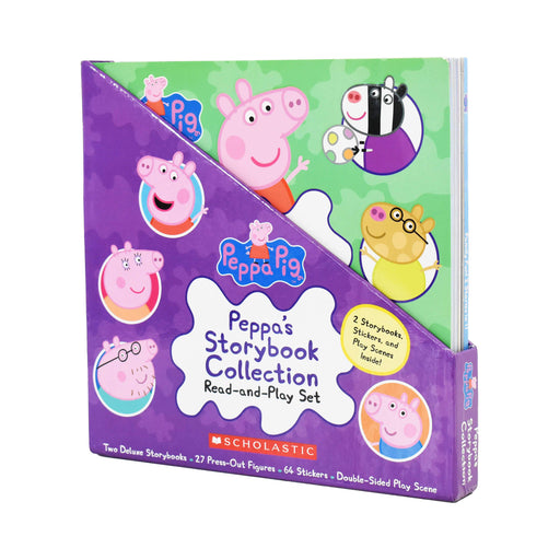 Peppa Pig Storybook Collection Read and Play Set 2 Storybooks, Stickers and Play Scenes - Ages 0-5 - Paperback
