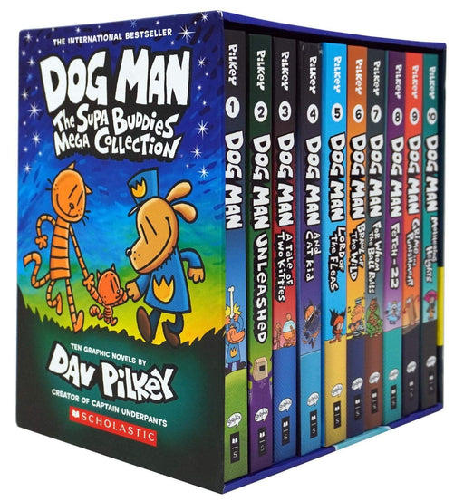 Dog Man 1-10: The Supa Buddies Mega Collection by Dav Pilkey 10 Books Box Set - Ages 6-12 - Hardback