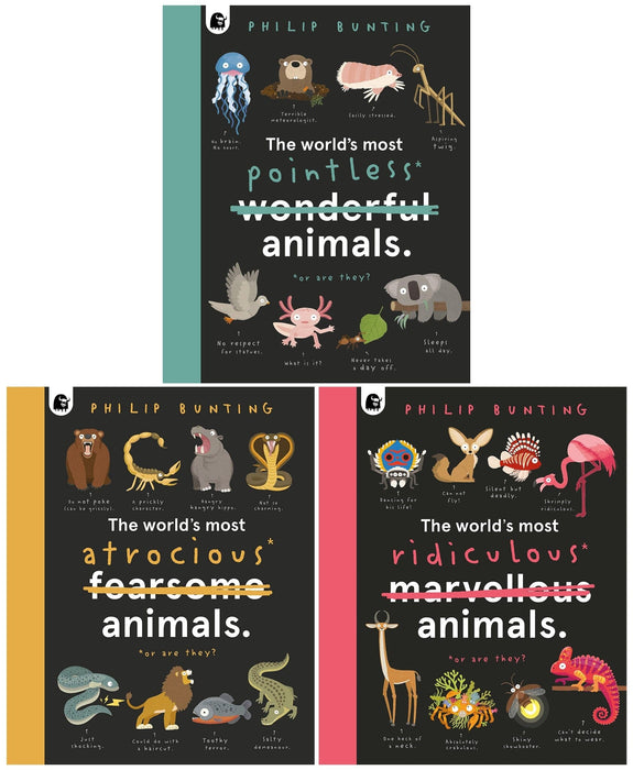 The World’s Most Pointless Animals by Philip Bunting 3 Books Collection Set - Ages 5-7 - Hardback