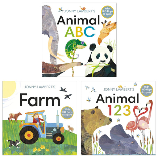 Jonny Lambert Collection (Animal ABC, Animal 123 & Farm) 3 Books Set - Ages 0-3 - Board Book