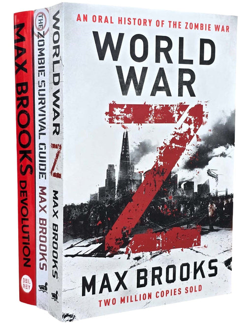 Max Brooks: World War Z, The Zombie Survival Guide & Devolution 3 Books Collection Set - Fiction - Paperback